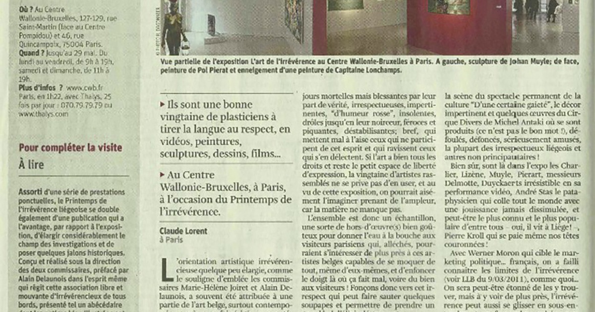 La libre belgique novembre article claude lorent